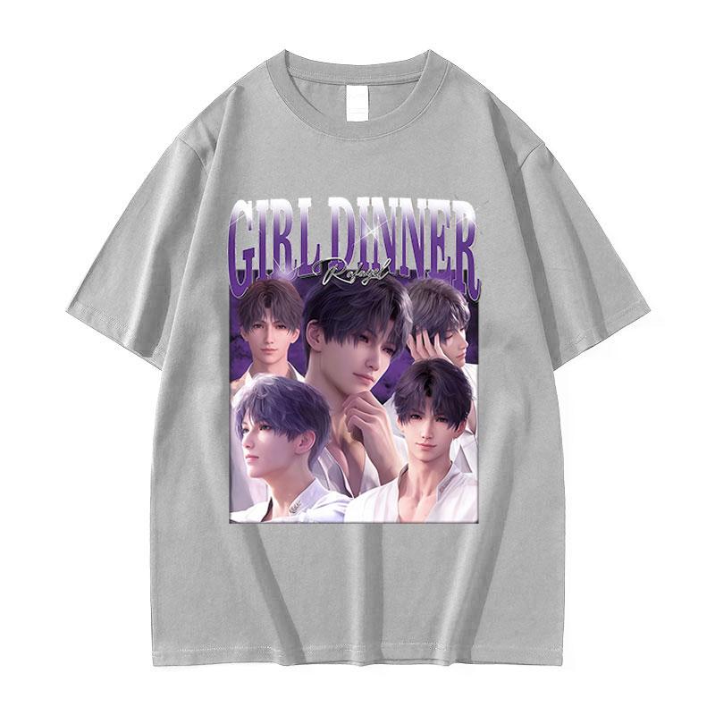 Girl Dinner Love and Deepspace Graphic TShirt Unisexs Fashion Oversized Cotton Tshirts Summer ONeck Short Sleeve Tee Shirt