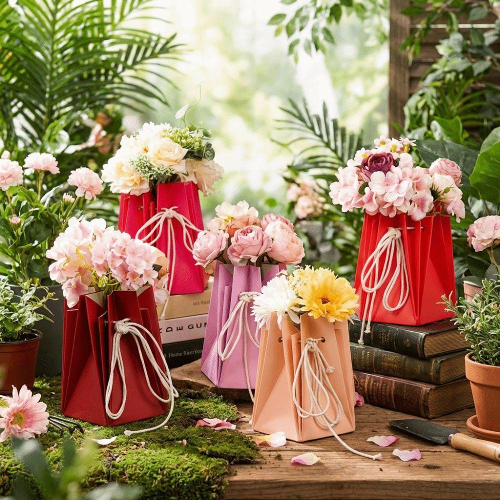 10Pcs Paper Flower Packaging Box Hand-folded Rose Bouquet Bags Flower Gift Box  Mother's Day