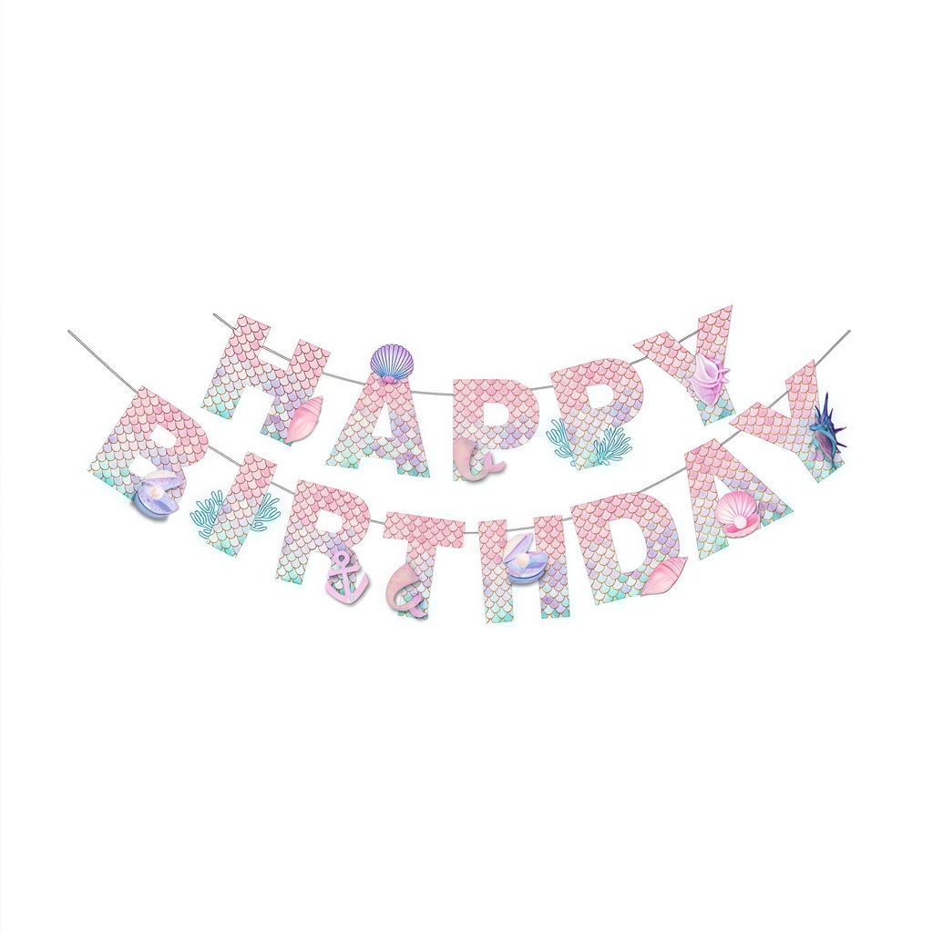 Mermaid Birthday Party Decoration Tableware Set Gradient Mermaid Plates Cups Napkins Balloons For Kids Girls Party Favors Gifts