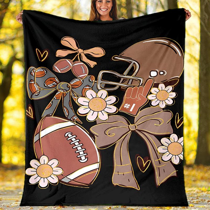 American Football Theme Printed Blanket - Perfect for Couch, Bed, Travel & Outdoor Use | Machine Washable, Cozy & Durable.