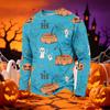 Men's Long Sleeve Casual T-Shirt Crew Neck Printed Halloween Pumpkin Pattern Top Comfortable Fit Lightweight Fabric