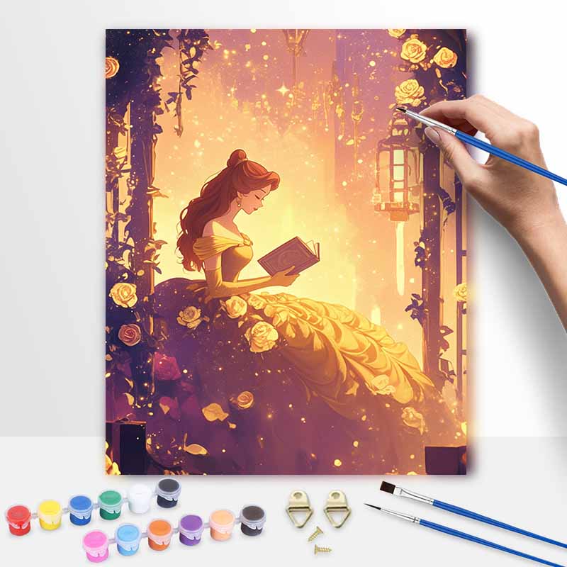 Disney Oil Painting Kit Canvas Beauty Reading DIY Home Decor Gift 20x30cm