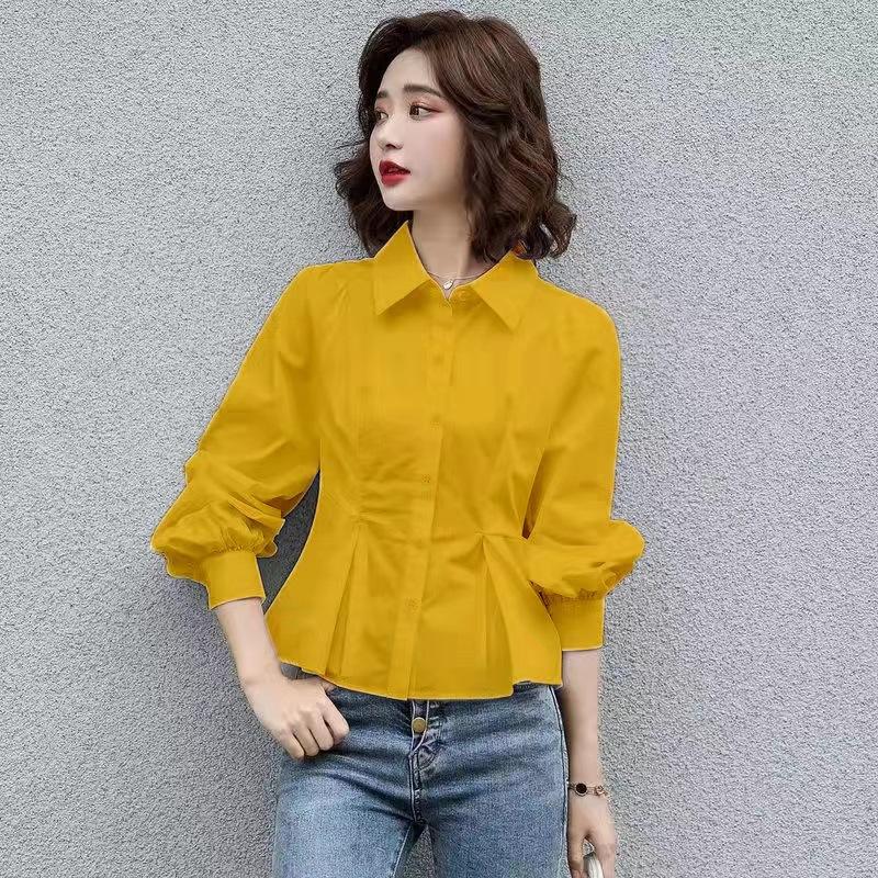 Women's Business Casual Short Sleeve Shirt Standing Collar Shirt Slim Fit Office Shirt