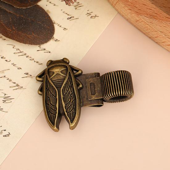 Insect Themed Metal Pen Spring Vintage Metal Clamp for Bee/Cicada Design Clip with Notebooks Journals School