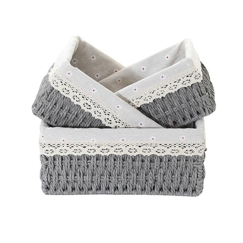 Woven Rattan Storage Basket with Lid - Snack, Sundries & Key Organizer