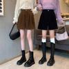 Elastic Women Corduroy Shorts High Waist Loose Streetwear Casual Wide Leg Short Pants  Girl