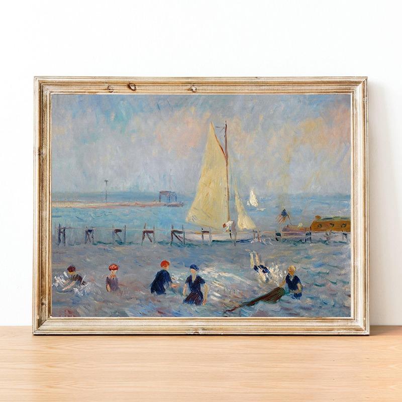 Vintage Seascape Painting Posters Boat On The Bay Prints Canvas Printing Wall Art Picture for Living Room Home Decoration