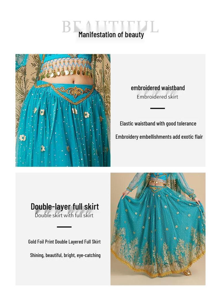 Western Region Dunhuang Princess Belly Dance Costume - 720° Swing Skirt for Exotic Performances.