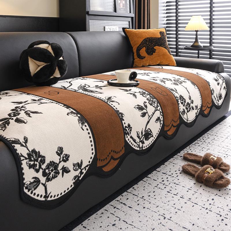 

Новая французская ретро-подушка для дивана 2025 года, всесезонная, высококлассный прямой ряд, нерегулярный нескользящий чехол-накидка-полотенце 90*70cm