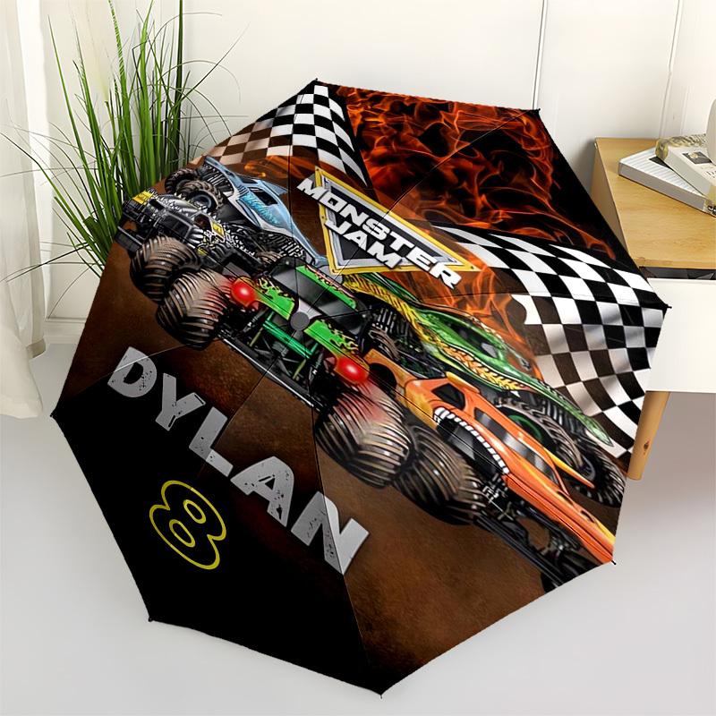 

Monster Jam, Dylan Themed Automatic Opening and Closing Umbrella, Compact Travel Umbrella, Lightweight and Portable, Suitable for Beach Comm