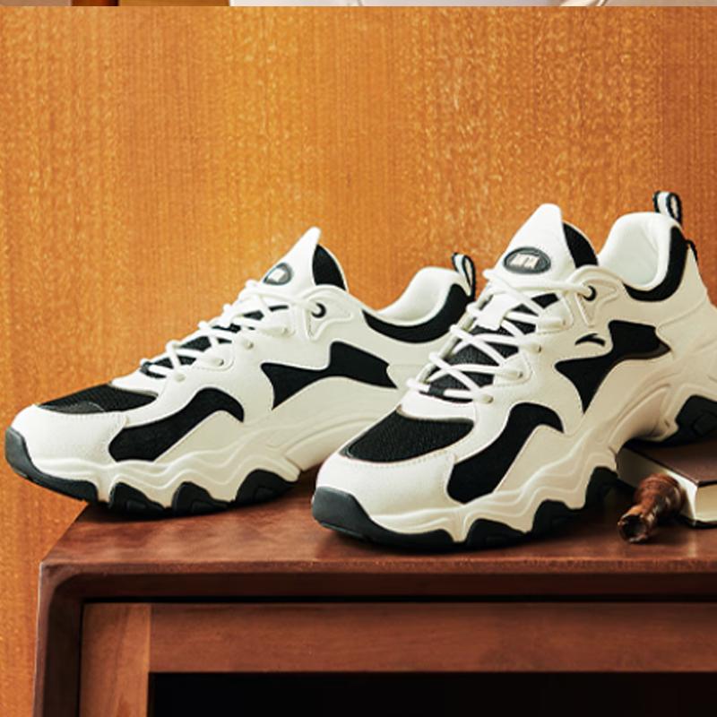 Anta Starry Sea Thick Sole Height Increasing Low Top Casual Shoes Men sneakers White Black 912428807-3