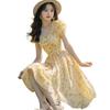 French-Inspired Yellow Floral Dress: Sweet, Fresh, Flirty Summer Style, Perfect for Dates, Age-Defying Women's Fashion.