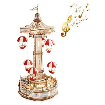 Amazing Playground Wunsch-Fallschirm, kreatives 3D-Holzpuzzle für Erwachsene und Kinder, Spielzeug, LED-Spieluhr-Kits, Raumdekoration, Geschenk