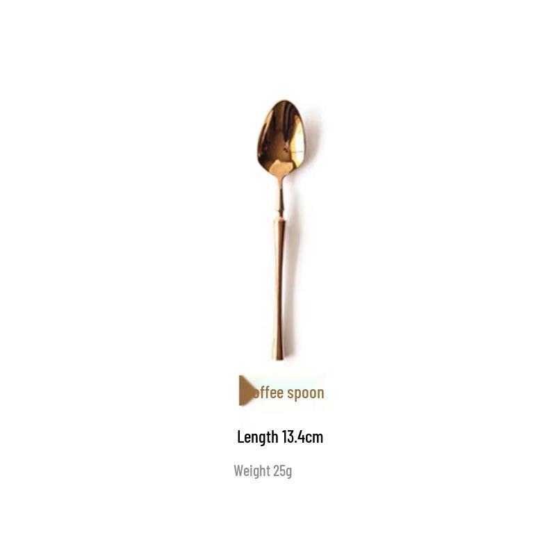 Rose Gold Slim Waist Stainless Steel Cutlery Set: Western Steak Fork & Knife, Fruit Fork, Coffee Spoon