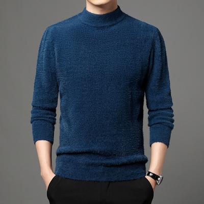 Winter New Mink Fuzz Men's Fashion Korean Version of Semi-high Neck Thickened Men's Bottom Sweater
