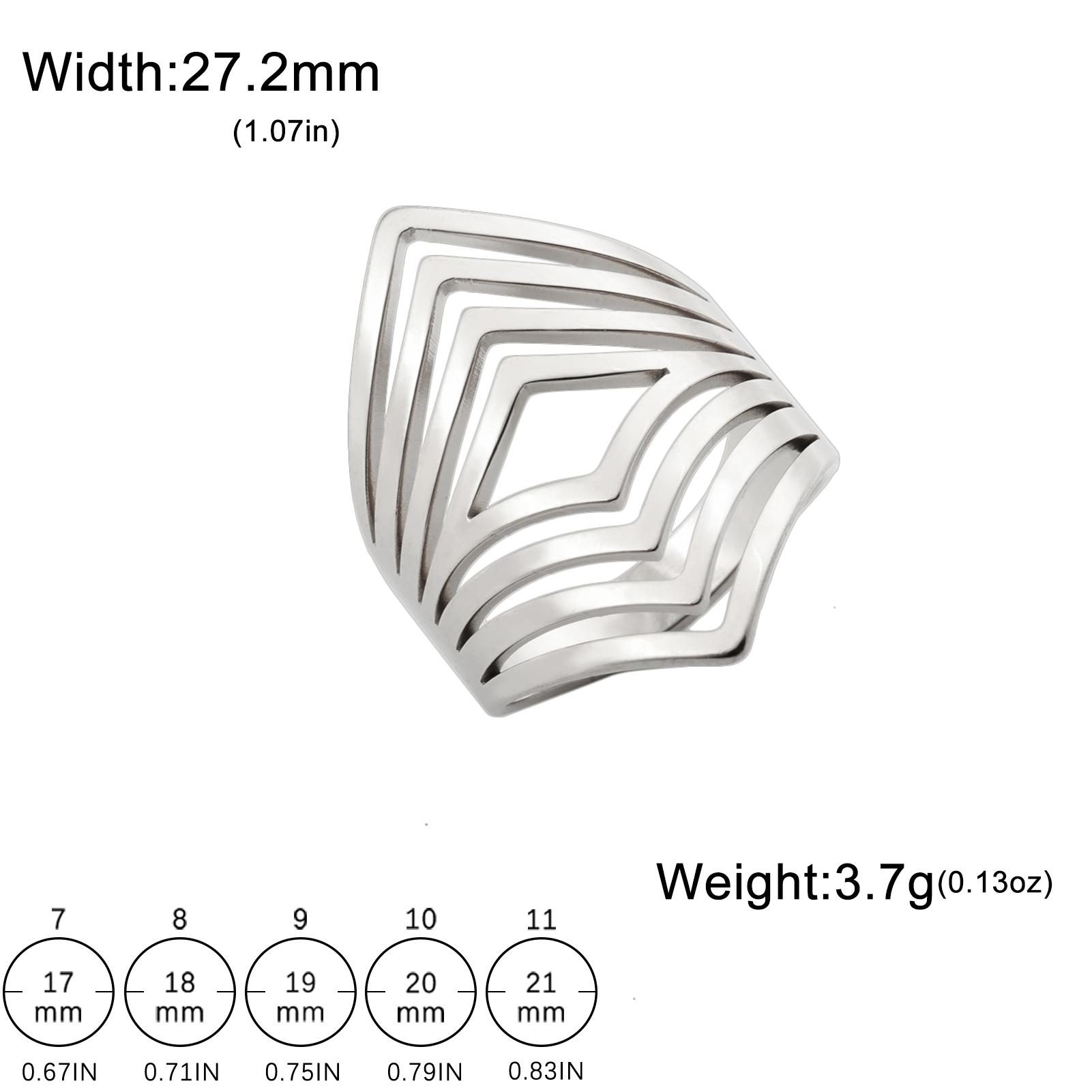 

Teamer Wide Vintage Geometric Stainless Steel Ring Hollow Finger Ring Female Girls Aesthetic Jewelry Gift Engagement Wholesale 7