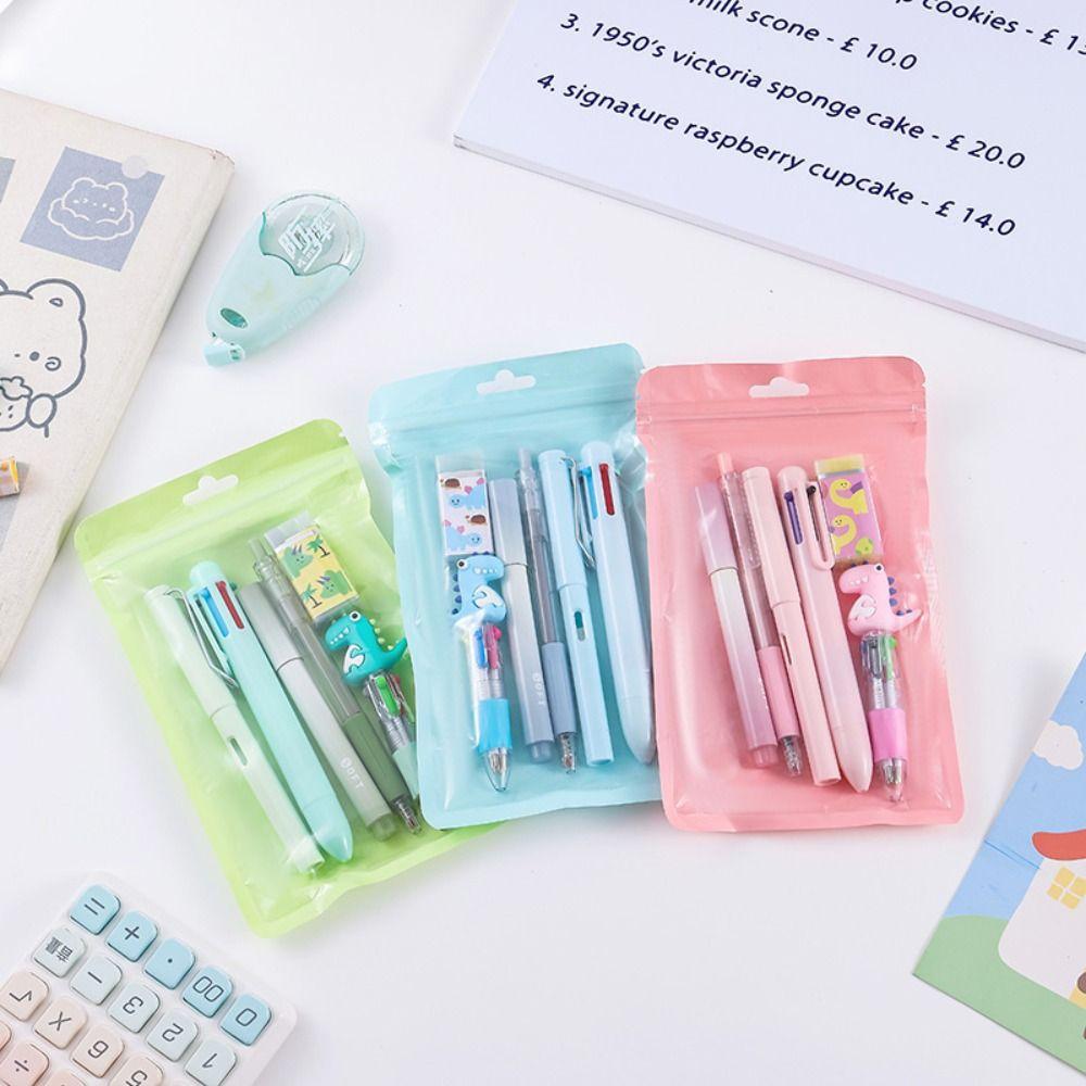 Cartoon 6-in-1 Stationery Set Multi-Functional Writing Tools Ballpoint Pen Highlighter Back To School