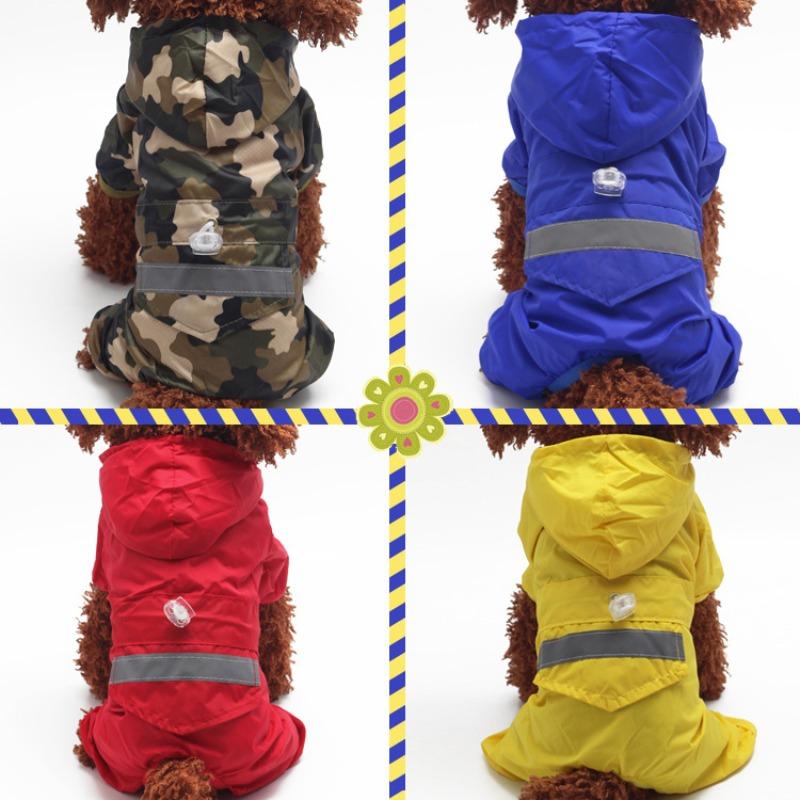 Dog Raincoat Waterproof Reflective Rain Coat Outdoor Soft Breathable One-Piece Suits Four Seasons Pet Puppy Rainwear Clothes Decoration