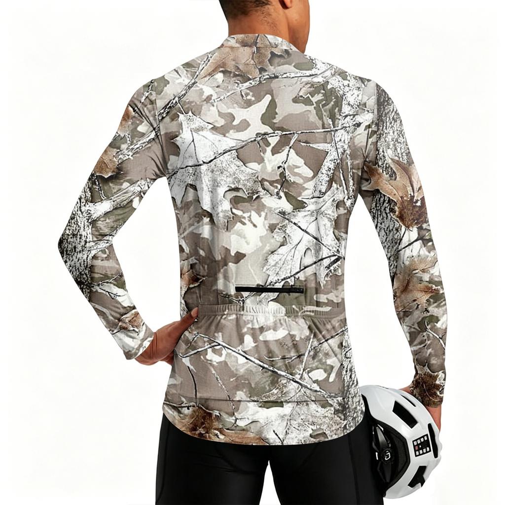 Herren Langarm Fahrradtrikot Atmungsaktiv Schnelltrocknend Leichtgewicht Pullover mit halbem Reißverschluss und Rundhalsausschnitt für Outdoor-Sportarten