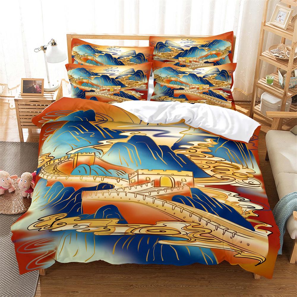 Great Wall King Queen Duvet Cover Old Chinese Building Bedding Set For Teens Adults Architecture 2/3 Pcs Polyester Quilt Cover