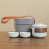 Ru Kiln Travel Tea Set One Pot Three Cups Portable Outdoor Ceramic Kuaike Cup Set Business Event Gifts
