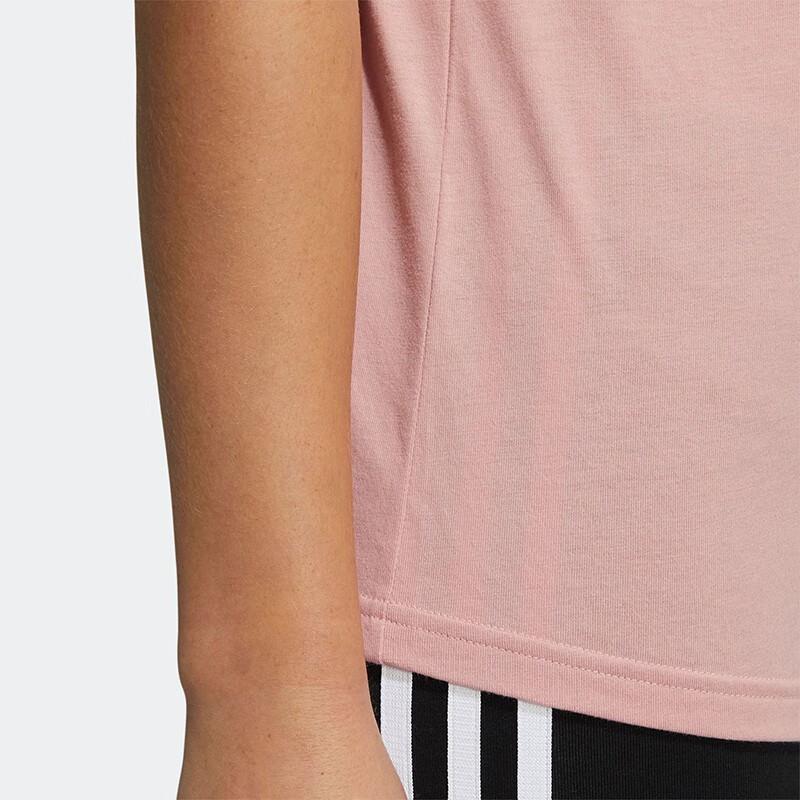 Adidas Neo Letter Logo Printed Breathable Short Sleeve T-Shirt Women Tops Pink HE4532