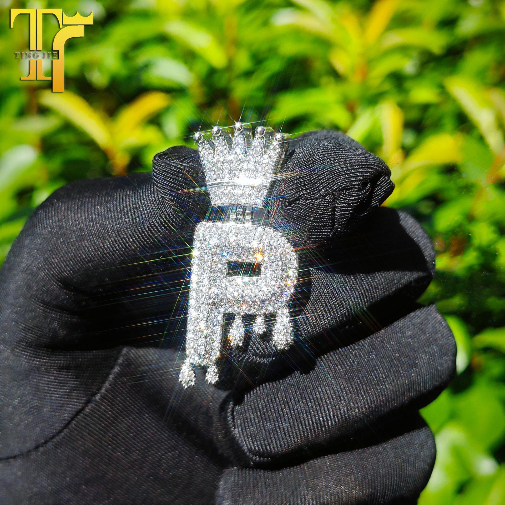 

Колье-подвеска в стиле хип-хоп с кулоном в виде капли воды и буквой, из меди и циркония P золотой