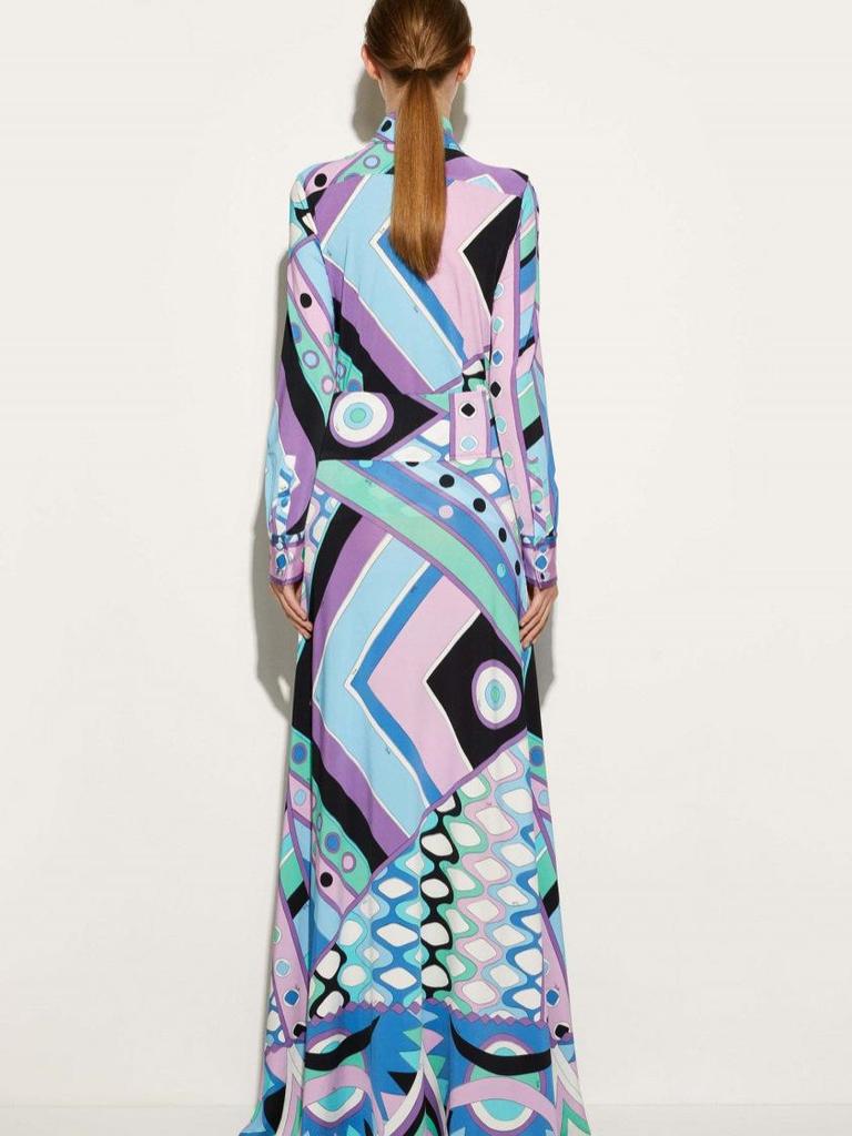 Geometric Print Burnout Midi Skirt & Shirt Set