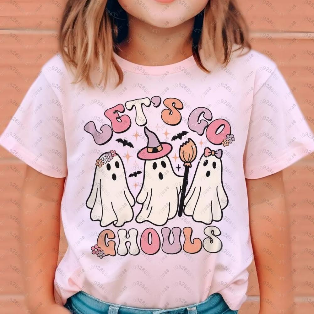Let's Go Ghouls Halloween Retro Halloween T-shirt for Children Halloween Girls Boys Halloween Pattern Children's T-shirt