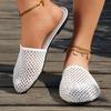 Womens Summer Open Toe Knit Mesh Slip On Flat Shoes For Daily Comfort