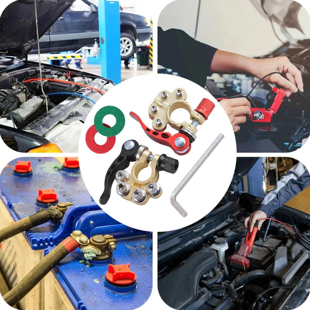 2Pcs Car Battery Terminal Connectors Quick Release Disconnect 12V 24V Positive Negative Battery Cable Ends for SAE/JIS Type Car
