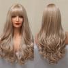 EASIHAIR Long Golden Blonde Ombre Wavy Synthetic Wigs for Women Cute Natural Hair Wigs with Bangs Heat Resistant Wigs Cosplay