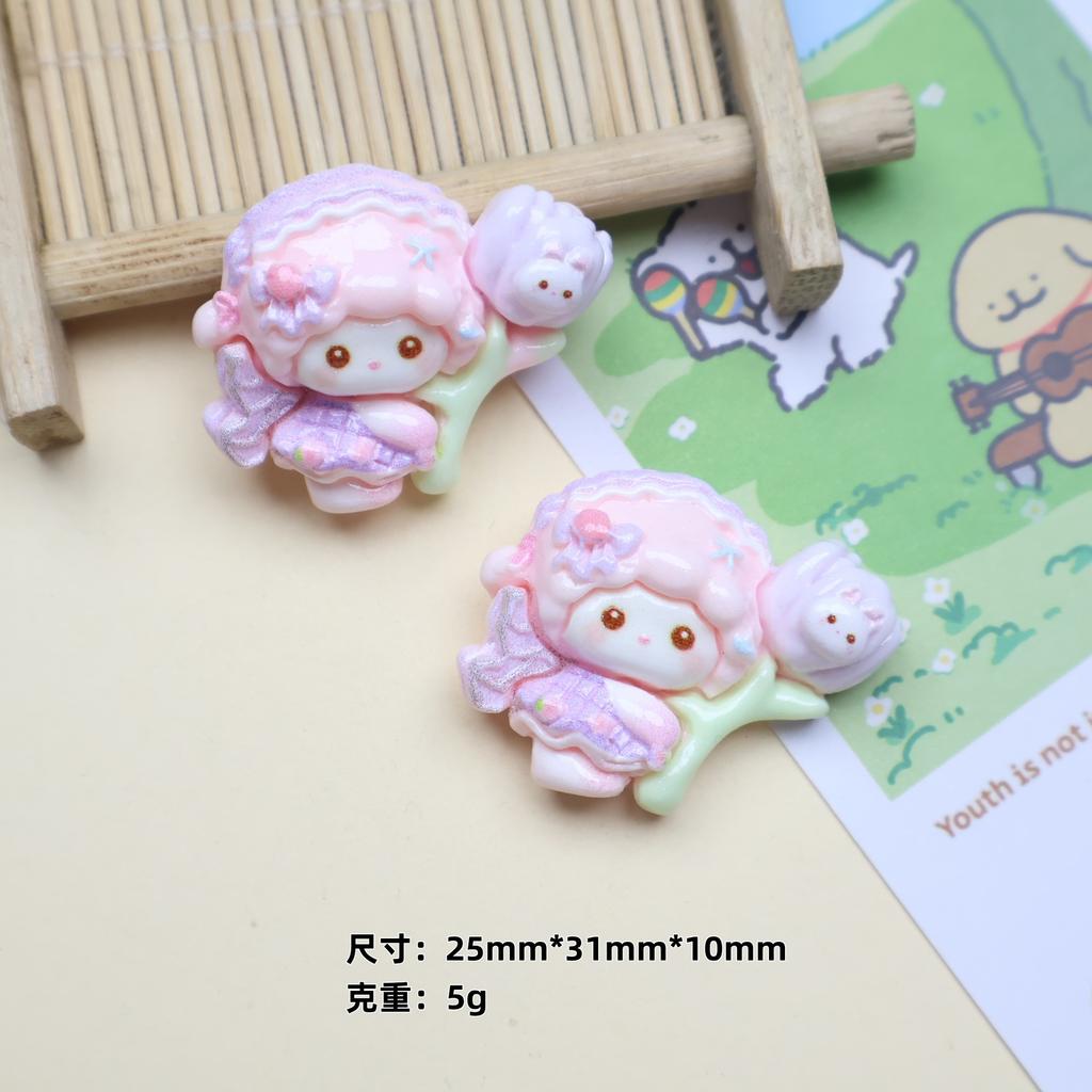 12/60PCS Cartoon DIY Resin Accessories, Lamb Flower Cream Glue Handmade Hair Clip, Phone Case, Keychain, Jewelry Accessories
