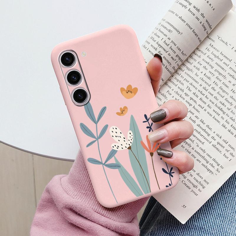 

S24 Case For Samsung Galaxy S24 Plus Cute S 24 Ultra Heart Flower Cover Soft TPU Matte Protective Funda For Samsung S24 FE Bags Samsung S24 Ultra