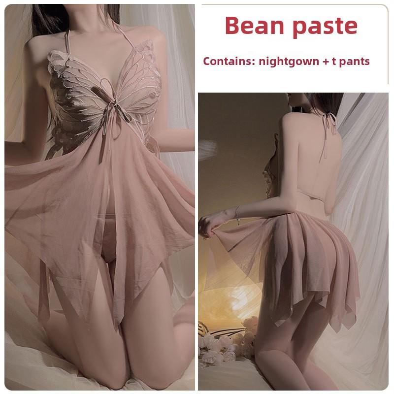 Sex Underwear Pure Desire Wind Perspective Mesh Sexy Butterfly Hot Large Size Nightdress Women's Uniform Suit