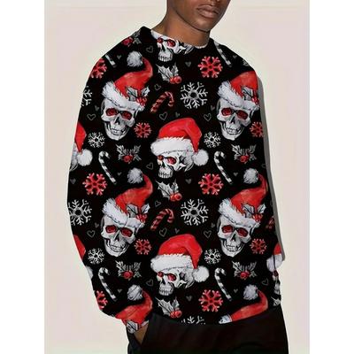Herren T-Shirts Halloween Mode Muster 3D Gedruckt Langärmlig Rundhals Herren T-shirt