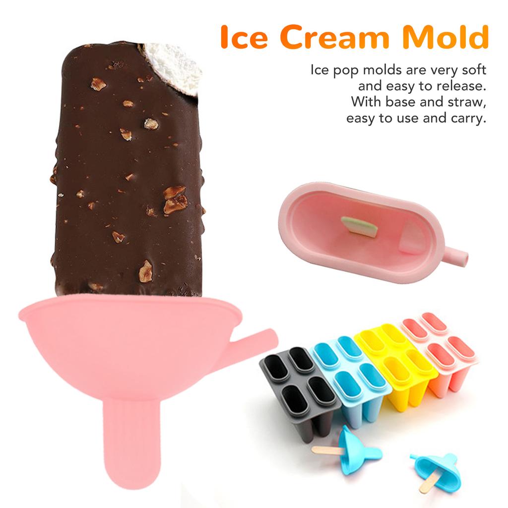 Eisform Silikon Praktisch Tragbar DIY Eis am Stiel Maker mit 50 Stielen für Haushalt Rosa