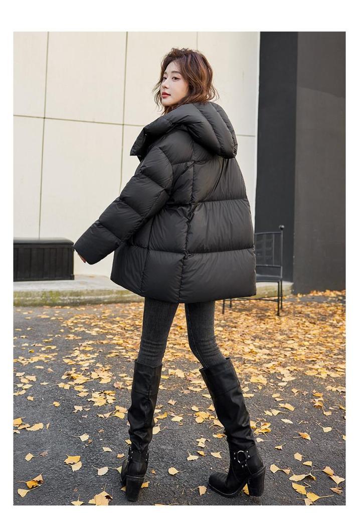 Women's Mid-Length Fashionable Down Jacket 2026 - Winter Hooded Warm White Duck Coat, Plus Size Available.