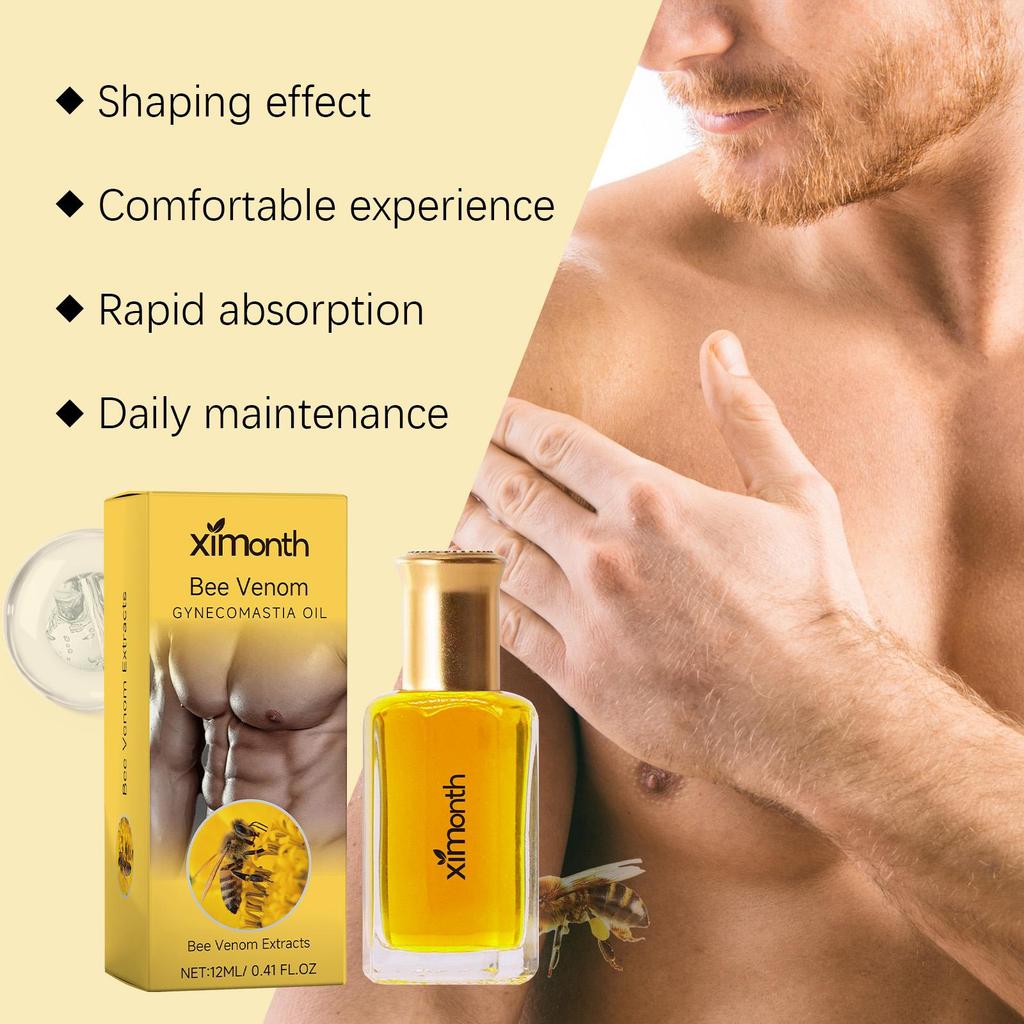 Ximonth Bee Venom Male Chest Oil Men's Chest Firming Contouring Skin Nourishing Massage Treatment