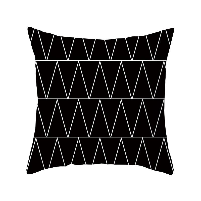 Simple Style Home Decoration Abstract Geometric Grid Black and White Lines Light Luxury Sofa Waist Support Pillow Cover Cushion