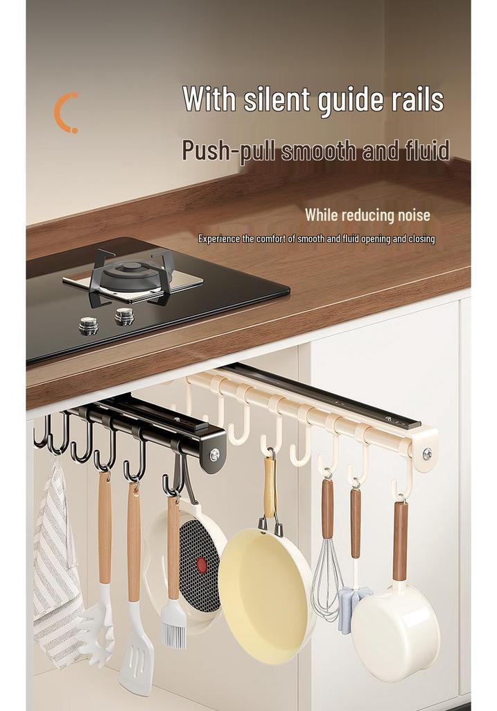 Multi-Functional No-Drill Wall-Mounted Track Hook for Utensils