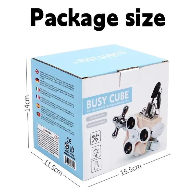 Wooden Busy Cube Fidget Toy for Kids And Adults Montessori Educational Travel Sensory Busy Boards for Learning Basic Life Skills