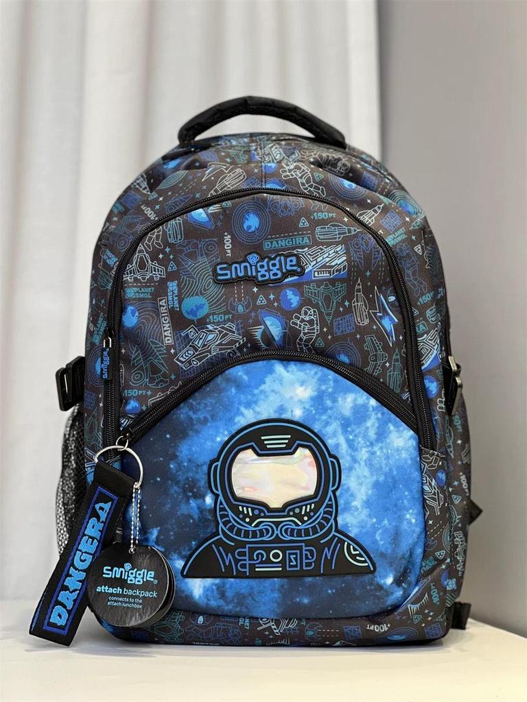 Smiggle Modrý Školní Batoh s Dvojitými Ramenními Popruhy pro 1.-6. třídu - Velký, Dekompresní, Multifunkční Batoh