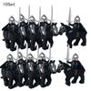 10 Sets Medieval Knights Dark Sauron Battle Figures Rohan Warrior With Horse Sword Building Blocks Kids Educational Toys Gifts