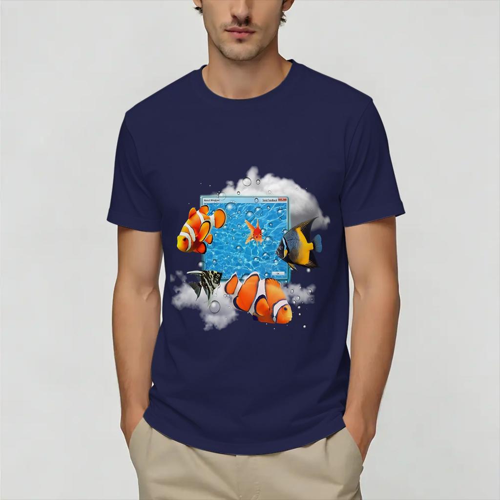 Unisexs Frutiger Aero World Vaporwave T Shirt 100 Cotton Tops Fashion Short Sleeve Collar Tee Shirt Birthday Present TShirt