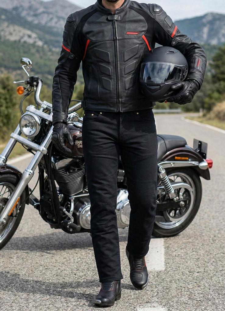 Motorradjeans für Herren Kevlar Aramid gefüttert Dehnbarer Denim