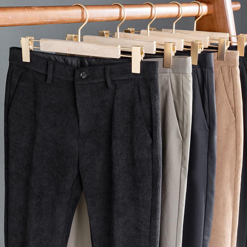 Shanshan Men's Fleece-Lined Corduroy Straight Casual Pants