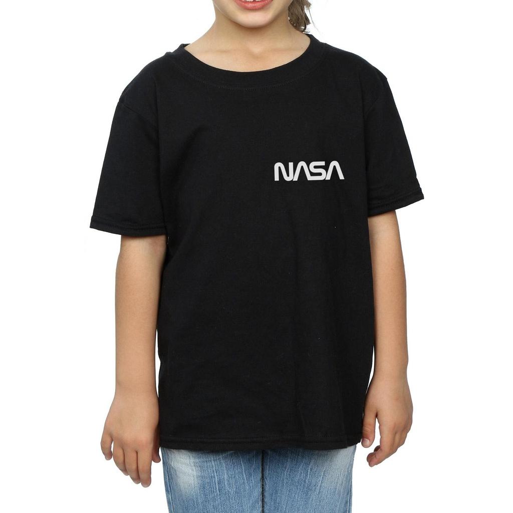NASA Kızlar Modern Logo Göğüs Pamuklu Tişört