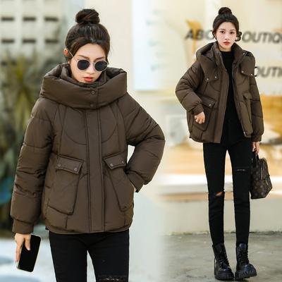 Women’s Short Hooded Windproof Thicken Warm Winter Jacket With Raglan Sleeves