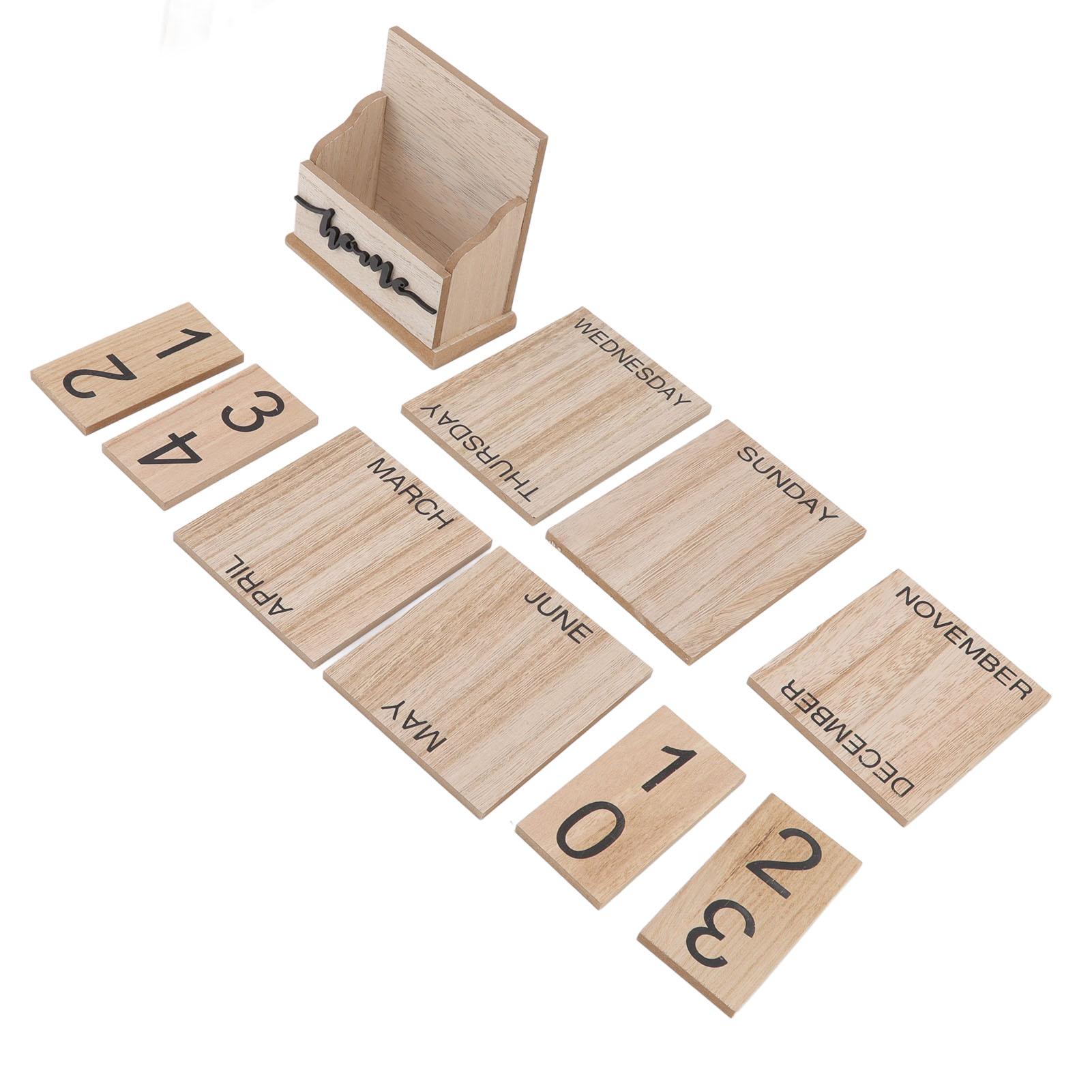 

Wooden Perpetual Date Desk Calendar Manual Reusable Retro Beautiful Desktop Calendar Wood Block Calendar